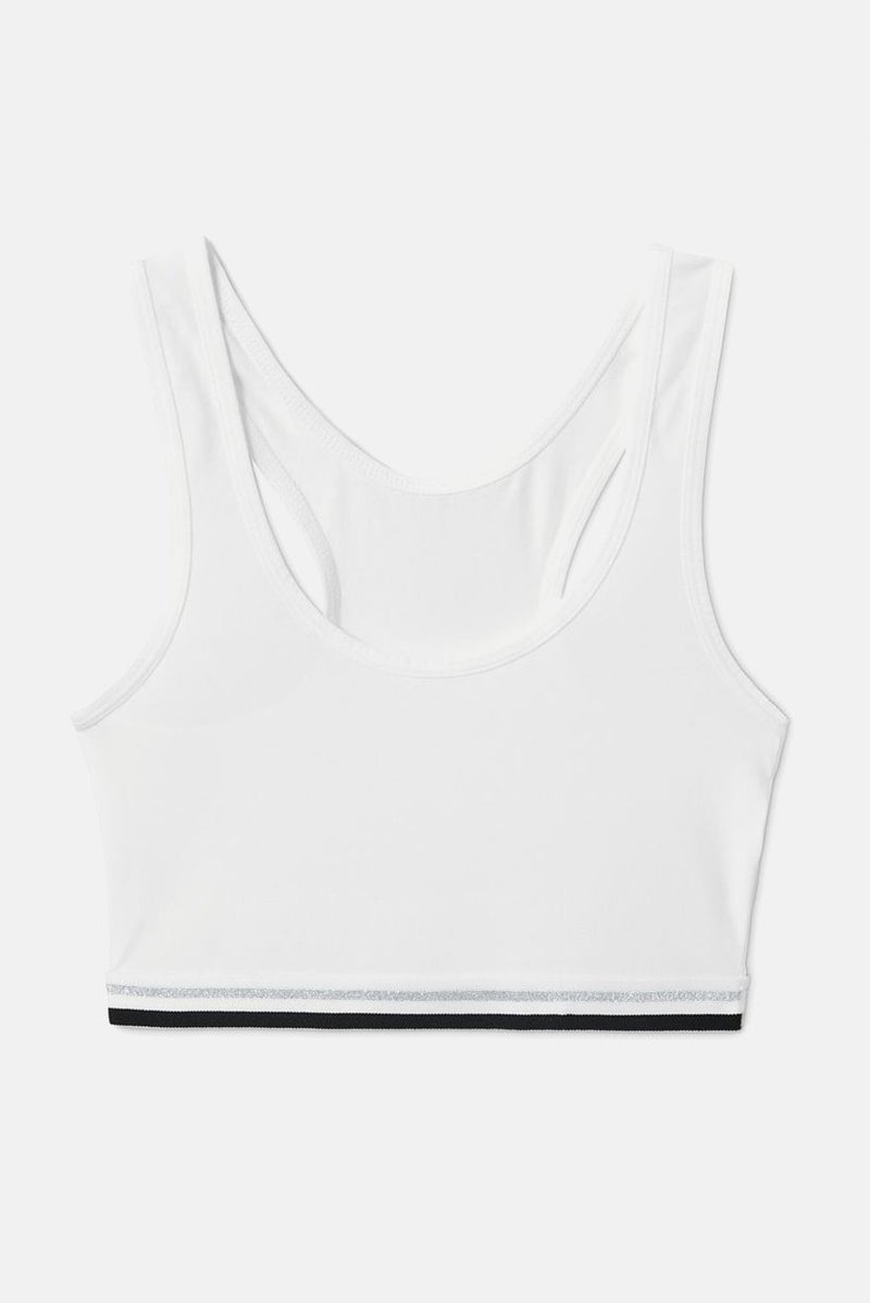 Tchibo Kid Girls 3 Pcs Plain Bustier Sports Crop Top, White and Grey and Black - Image 4